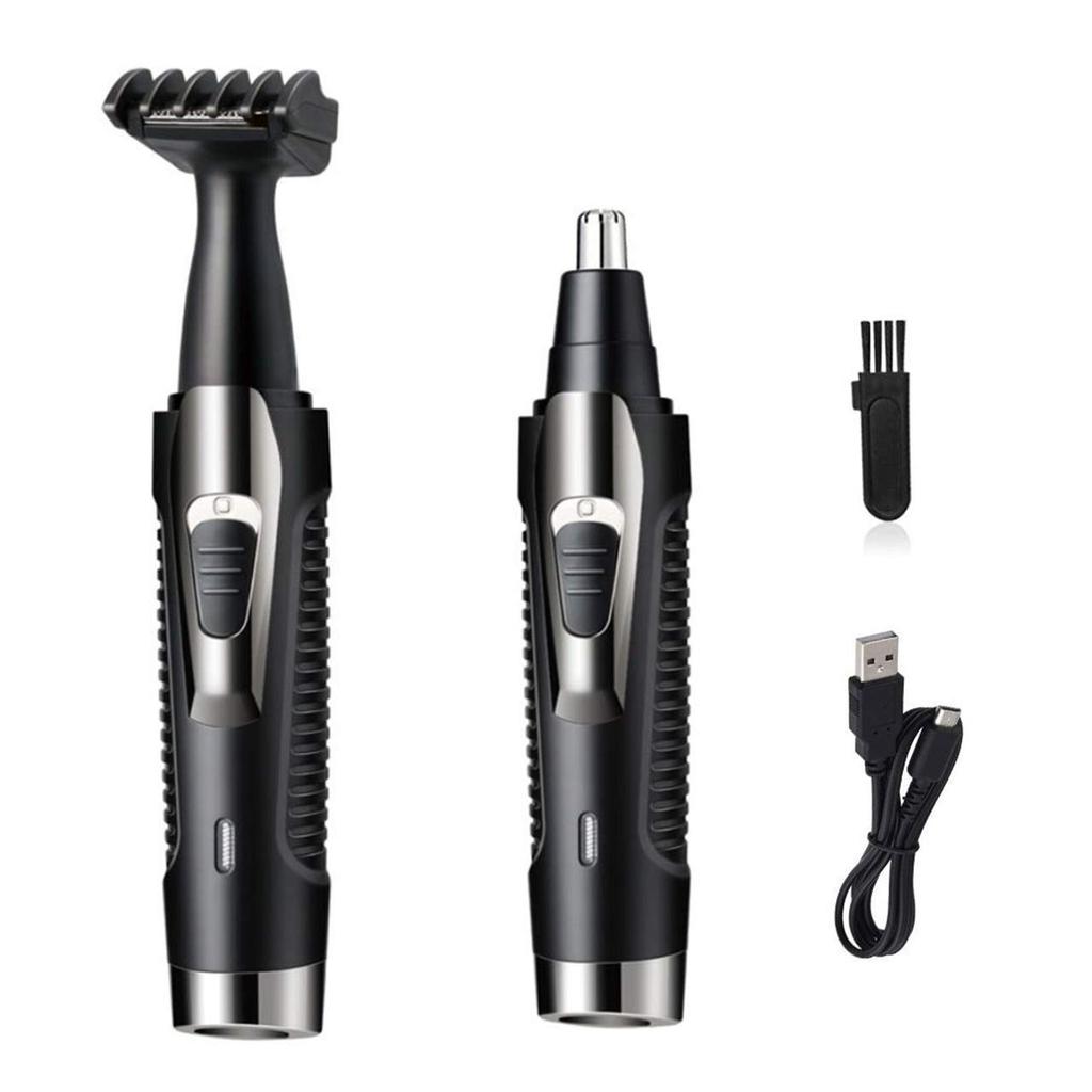 Electric Ear and Nose Hair Trimmer Set Dual Blade 2 In 1 Rechargeable Waterproof Dual Edge Blades for Easy Cleansing