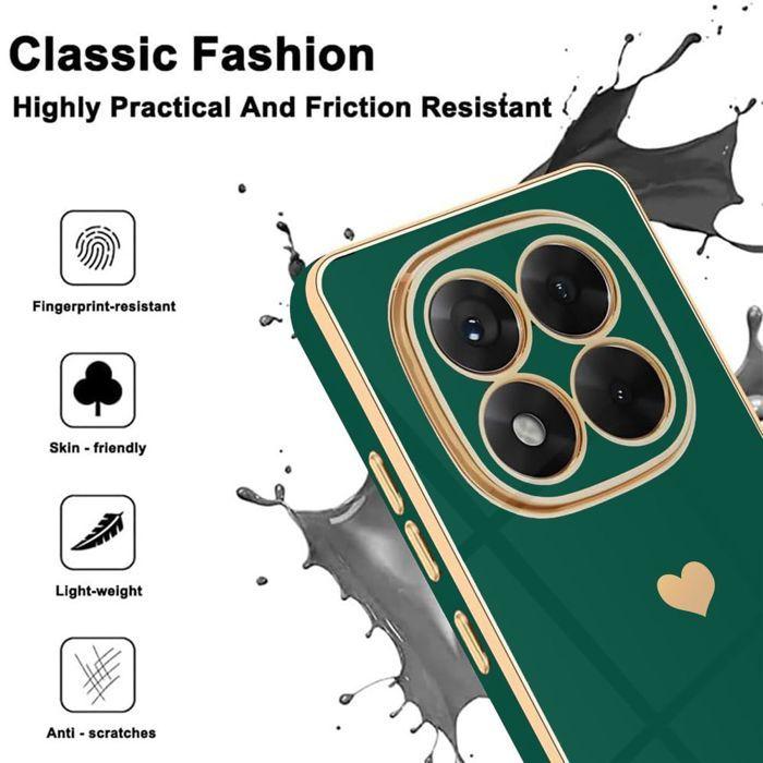 Coque pour Xiaomi Redmi Note 15 Pro 5G, Silicone Motif Cœur Antichoc Slim - Vert Nuit