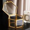 High-End Hexagonal Ring Box, Gold And Jewelry Accessory Box, Golden Glass Luxurious And Retro Jewelry Storage Box