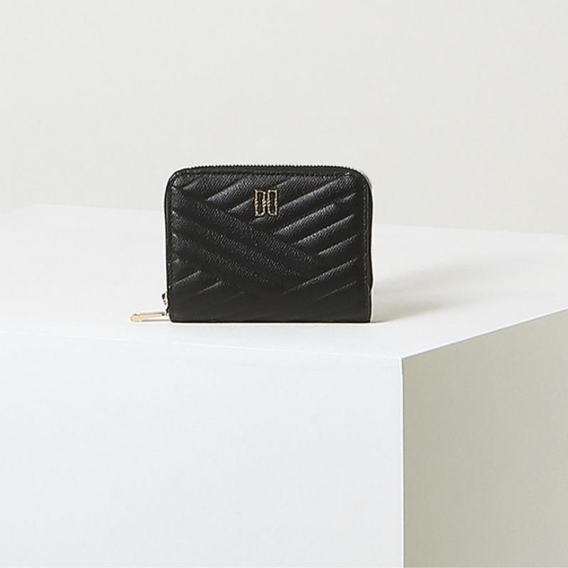 Daks Black Carlisle Embossed Leather Golddd Zipper 2 Fold Wallet Dcwa6e216bk