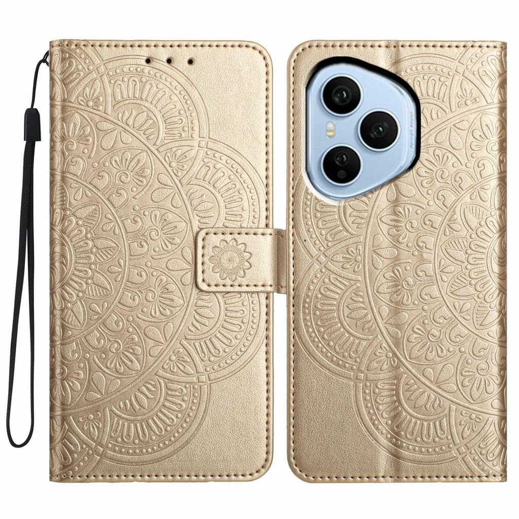 Для Honor 400 Pro 5G (Глобальный) Кожаный чехол с отделениями для карт, узор мандалы, чехол-подставка для телефона
