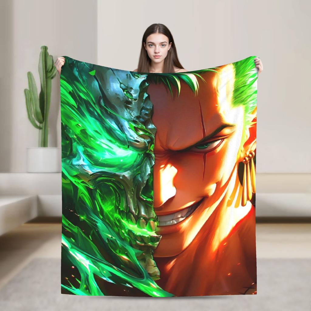 One Roronoa Zoro P-Pieces Blanket Decorative Flannel Throw Blanket For Couch Bed Super Soft Custom Quality Bedspread Gift