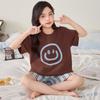 Girls Cotton Pajama Set Short Sleeve Cartoon Print Sleepwear Comfortable Home Wear Kids 8 Years