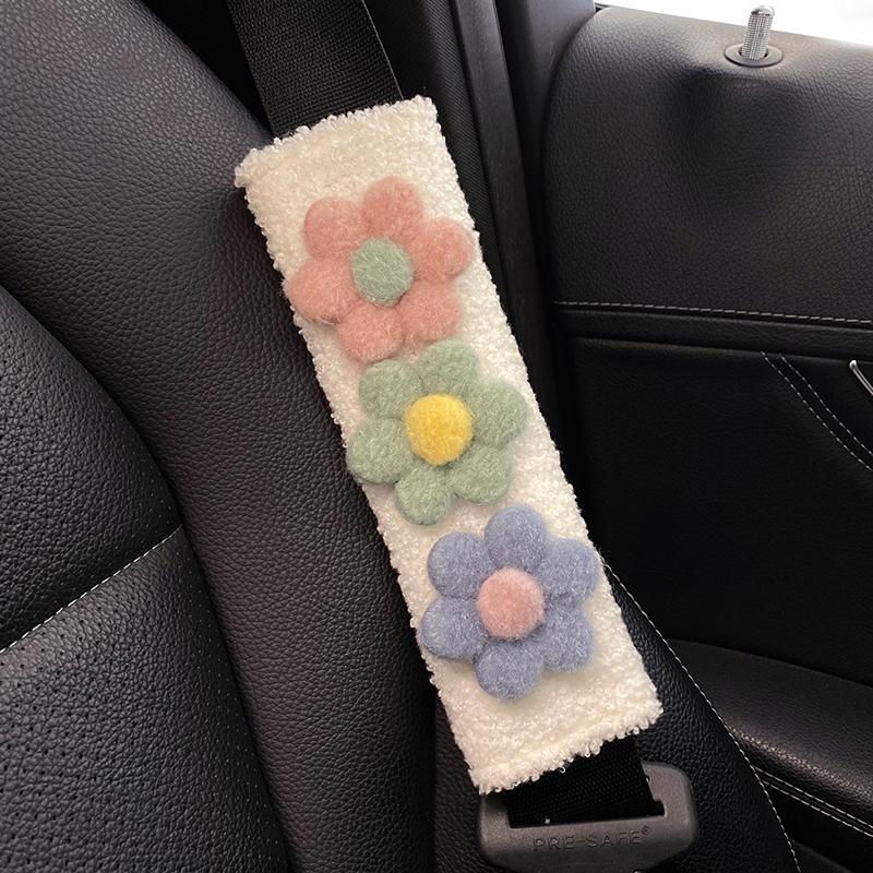 1/2 шт. Мягкий плюшевый цветной чехол на ремень безопасности для автомобиля, подушка для плечевого ремня, искусственная овчина, накладка на плечо для ремня безопасности