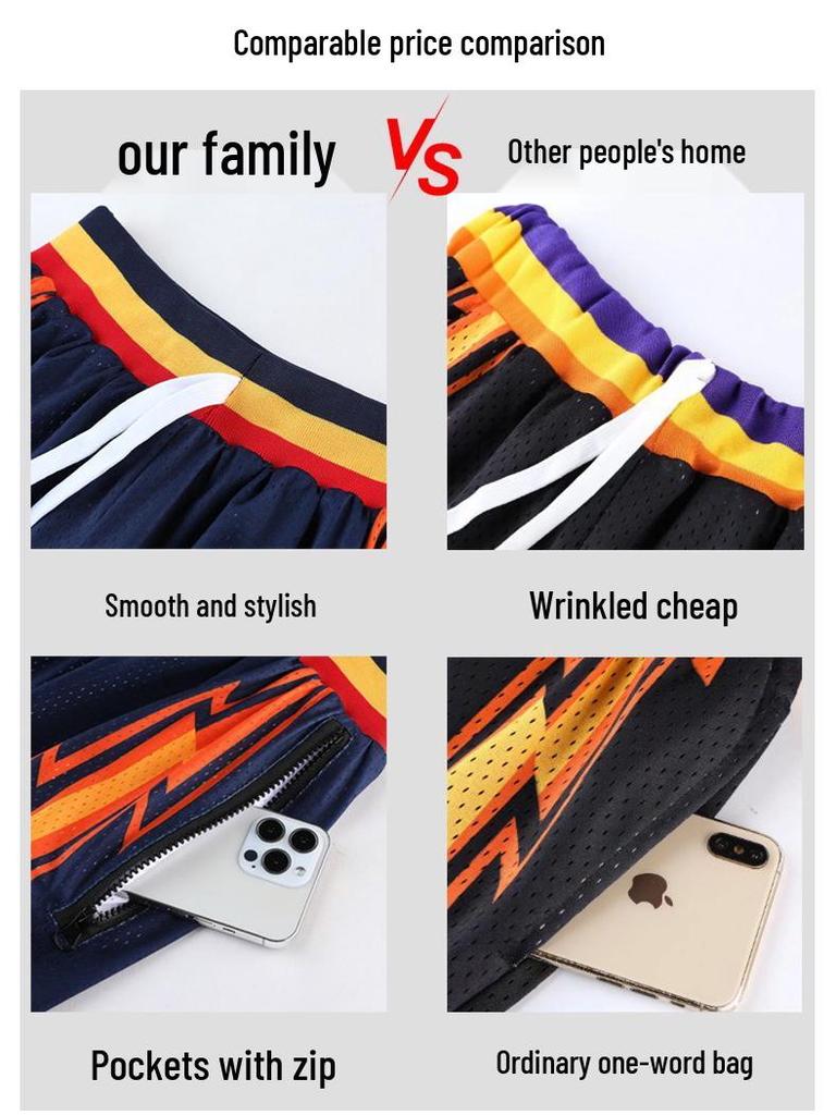 Unisex Retro Mesh Basketball Shorts - Breathable, Double-Layer, Above-Knee Casual Wear for Summer