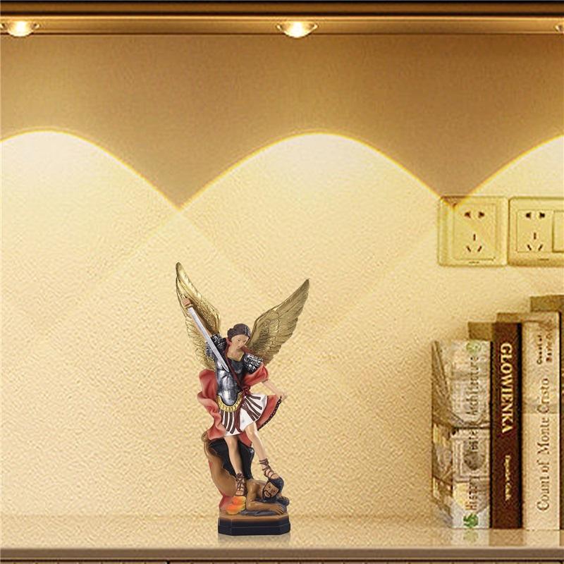 Resin Religious Angel Sculpture Desktop Ornament Holy Angel Michael Sculpture Christmas Gift Home Decor for Office Study