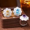 Кольцо из стерлингового серебра 925 пробы с цветочным кружевом, цитрином, аметистом и топазом для женщин