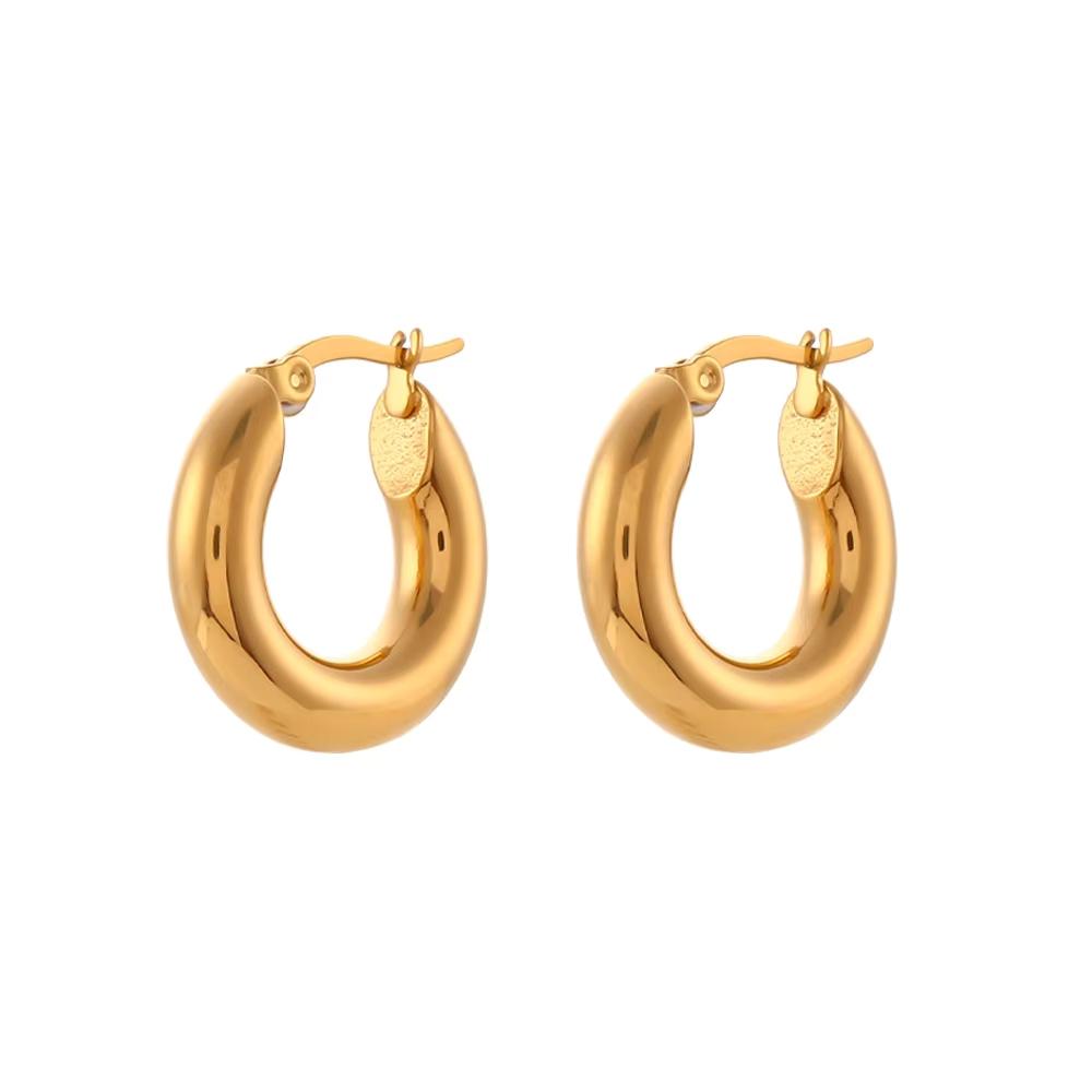 Минималистичные Серьги-кольца из Нержавеющей Стали с Покрытием 18K Золотом 20 мм 25 мм 30 мм для Женщин