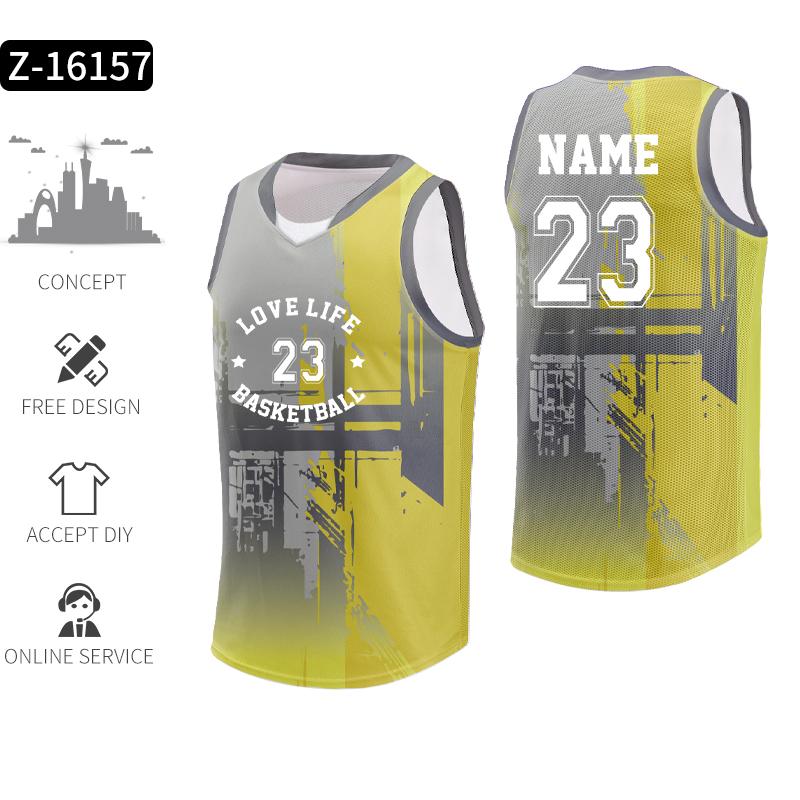 Adults Basketball Jersey Plus Size Colorful Basketball Uniform Top Sublimation Custom Sleeveless Basketball t Shirt Z-16209