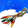 Alligator Clip Test Cables, 10 Pieces, 5 Colors, Small/Medium/Large, Double-Ended