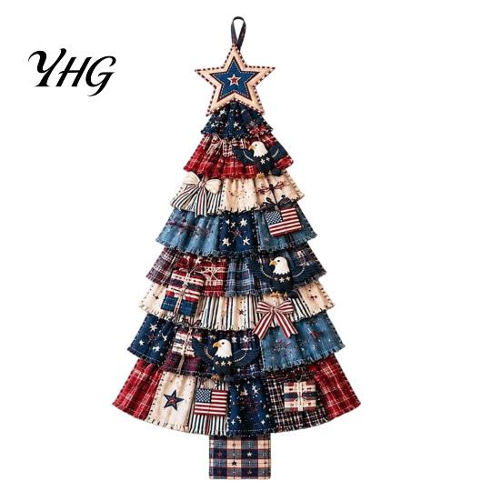 Holiday Home Interior Embellishment Christmas Handmade Door Hanging Kit, Patchwork Tree Decoration DIY Sewing Year Round Garden And Seaside Decor Set,
