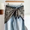 New triangular black and white rhombus square silk scarf, trouser skirt, triangular belt skirt, scarf with jeans