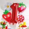 Набор из 5 воздушных шаров с ягодами клубники на день рождения - 32 дюйма, красные цифры (0-9) и форма фруктов, воздушные шары из алюминиевой фольги, подходят для весны/лета/осени