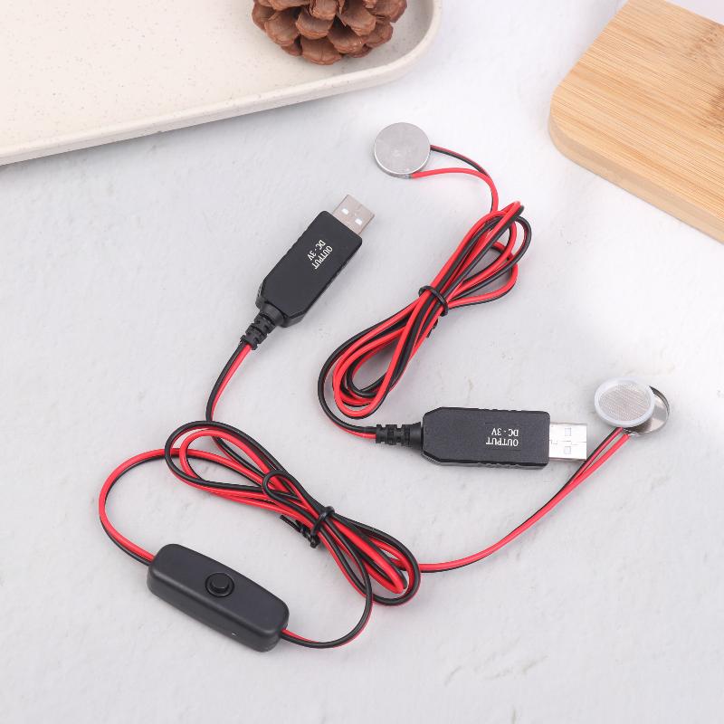 USB-шнур-конвертер питания от 3 В CR2032 для часов и микрофона