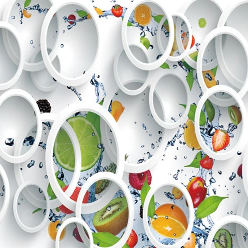 Современный минималистский настенный рисунок, фотообои, белое кольцо, цикл, фрукты, настенная живопись, абстрактное искусство, настенная бумага, спальня, 3D-декор для стен