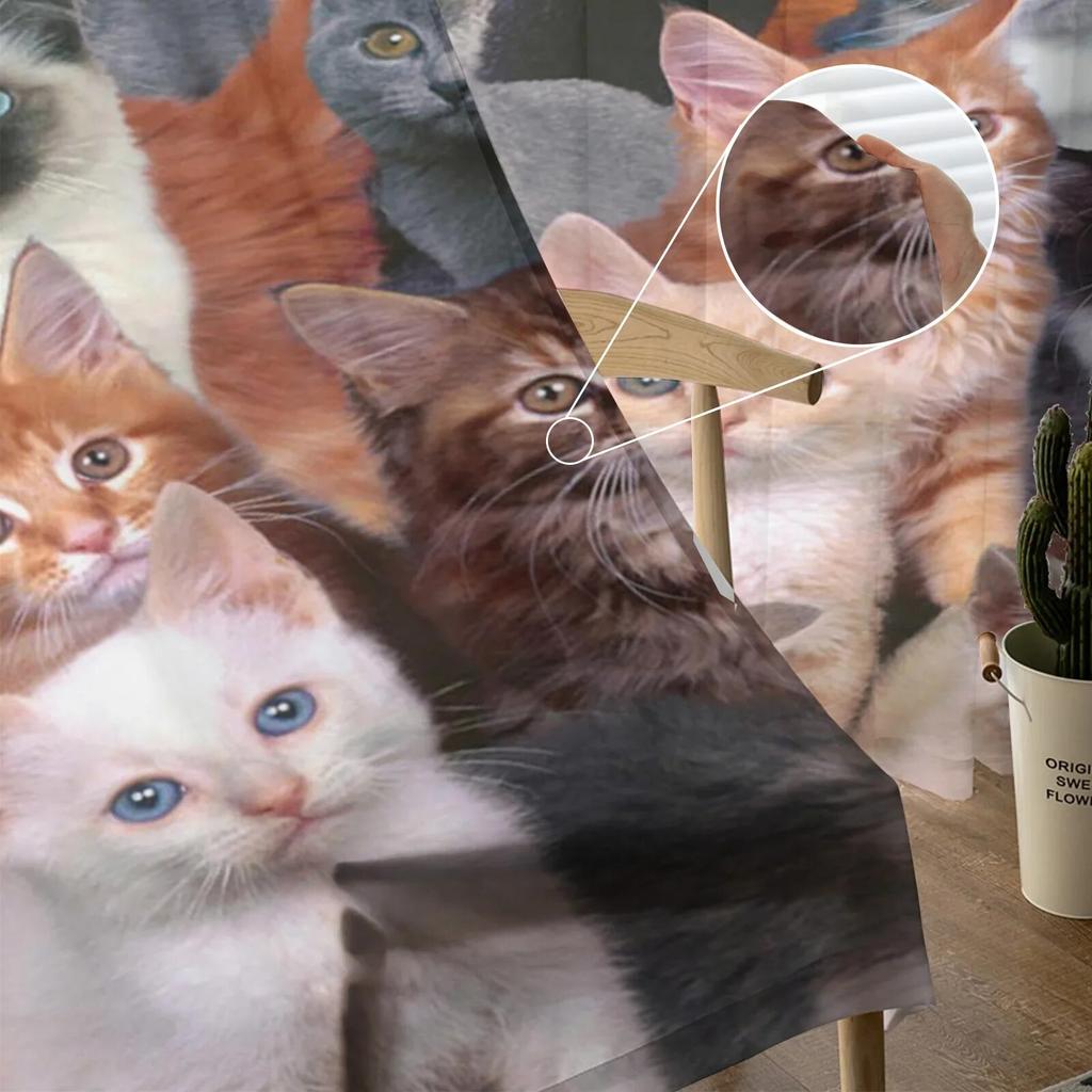 Разноцветные тюлевые занавески с животными, современные прозрачные шторы для кухни, гостиной, спальни, украшения