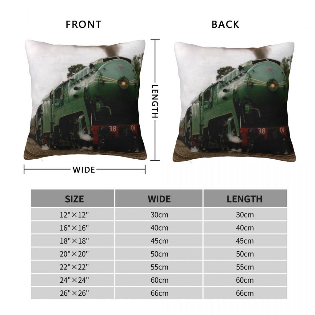 The 3801 Train Square Pillowcase Polyester Linen Velvet Printed Zip Decorative Throw Pillow Case Sofa Cushion Cover 18"