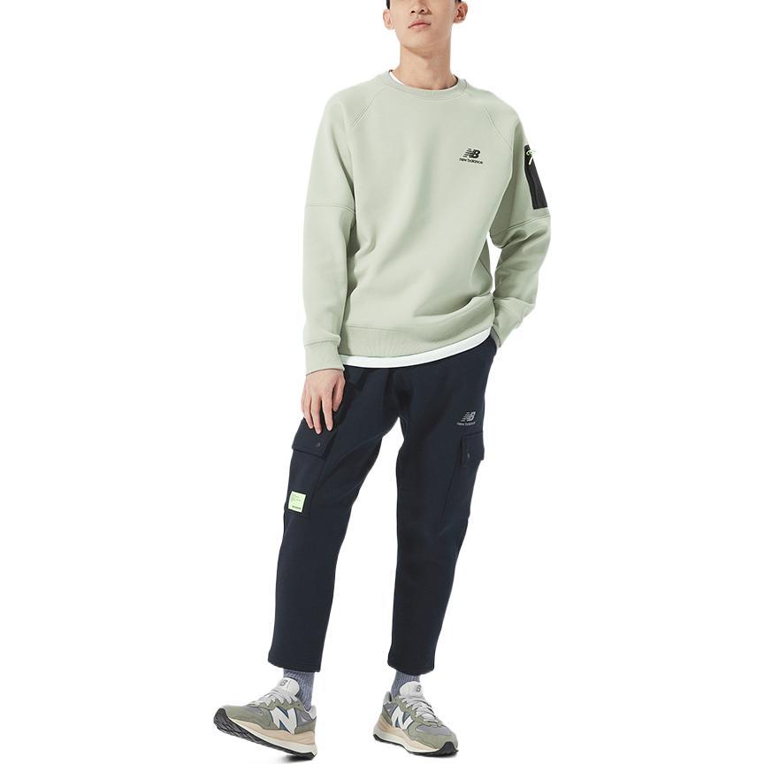 New Balance Толстовки Мужские Зеленые С Круглым Вырезом Умеренные Обычные AMT21359-PGE