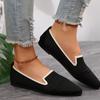 Women's Pointed Toe Flat Shoes Solid Color Knitted Slip On Shoes Casual Breathable Flats Women Flat Loafers Comfort Ladies Shoes