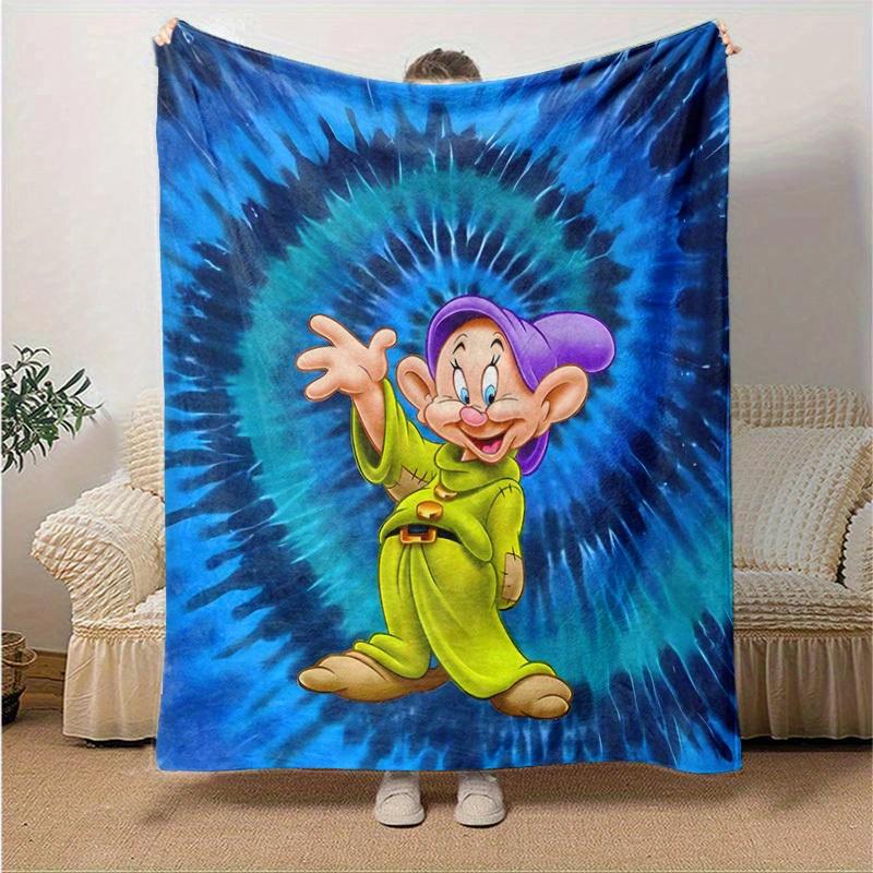 1pc, Disney Snow White Dopey Character Tie Dye Home Decor Throw Blanket Perfect for Couch, Bed, Travel