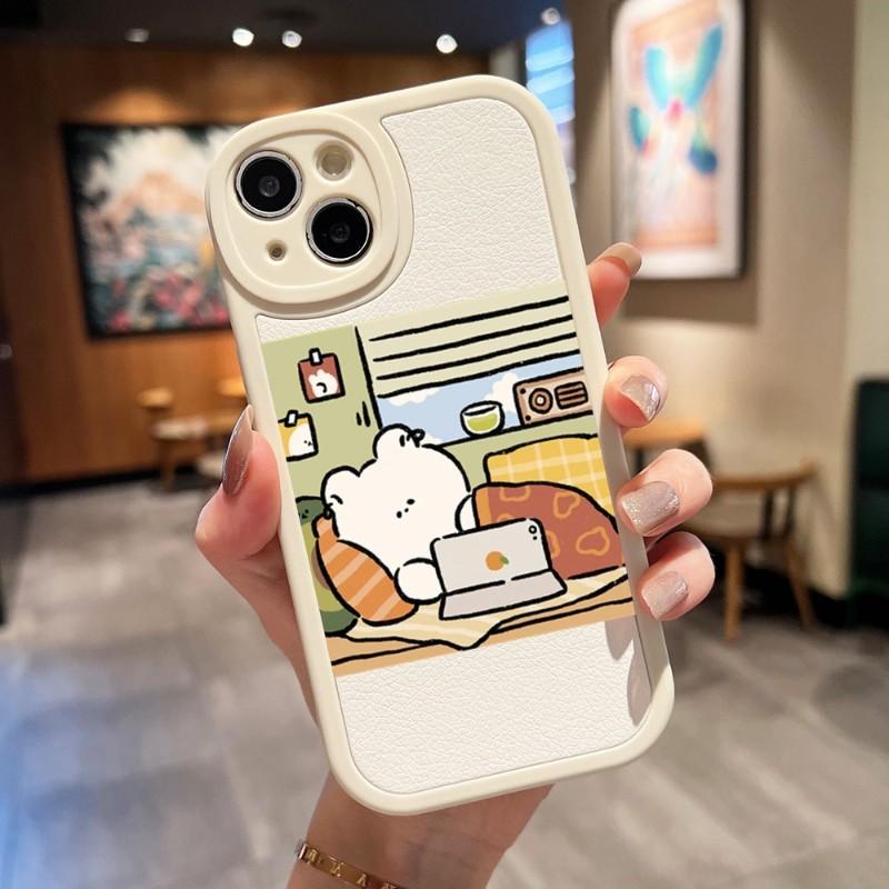 Чехол для телефона с рисунком милого медведя для Apple Iphone 13 14 Pro 11 12 Mini Max X Xr Xs 8 7 Puls, силиконовый чехол из овечьей кожи