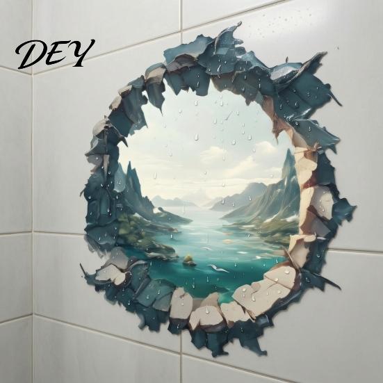 Реалистичные Настенные Обои с Пейзажем 3D Гора и Река Наклейка, Водонепроницаемые ПВХ Обои, Отклеивающиеся и Наклеивающиеся Декоративные Наклейки для Помещений и Улиц для