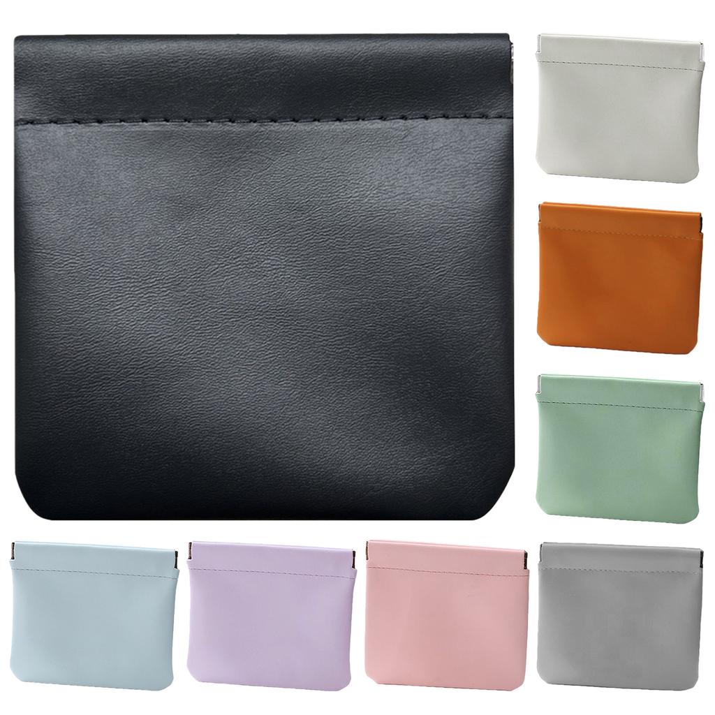 4 шт. Косметичка-кошелек из ПУ-кожи с автоматическим закрытием, однотонная, мини-карманная, портативная, для макияжа, ювелирных изделий, помады