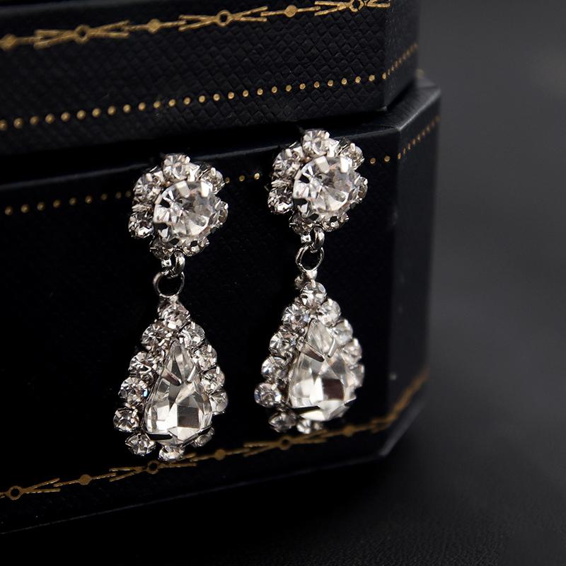 Fashion Simple Water Drop Crystal Rhinestone Necklace Earrings For Women Wedding Bride Light Luxury Jewelry Sets Accessories