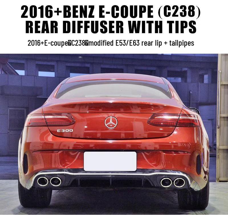 Rear Lip Diffuser with Quad Tailpipes for 16-21 Mercedes-Benz E-Class Coupe AMG E53/E63