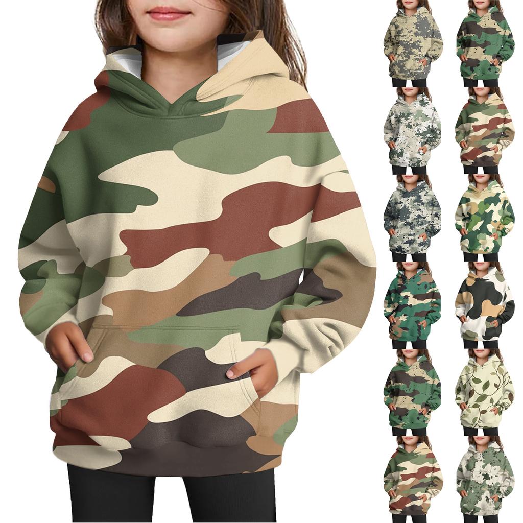 Girls' Hooded Tie- Sweatshirt - Pullover Print Top
