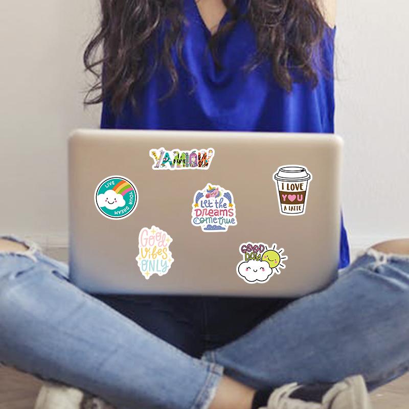 80 шт. наклейки с модными словами VSCO Pop, милый слоган, вдохновляющий креативный текст для девочек, детей, мультяшная наклейка Kawaii на ноутбуке, холодильнике, бутылке с водой, столе