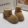 Женские зимние ботинки 2025 новая зима овечья шерсть набивная утолщенные теплые на толстой подошве короткие ботинки модные ретро хлопковые ботинки