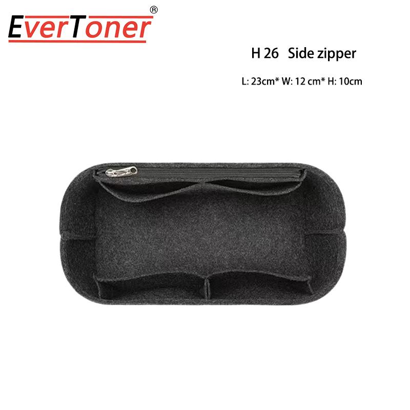 Фетровая вставка-органайзер EverToner для сумки, косметичка-вкладыш. Подходит для сумок H Lindy mini 26 30 34. С молнией, внутренний карман. Для женщин.