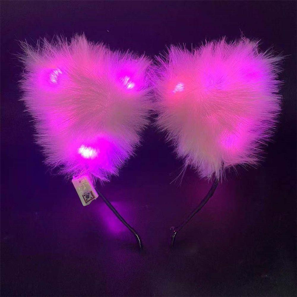 With LED Light Masquerade Cat Ear Headband Cosplay Headwear Fancy Dress Hairband Hair Accessories
