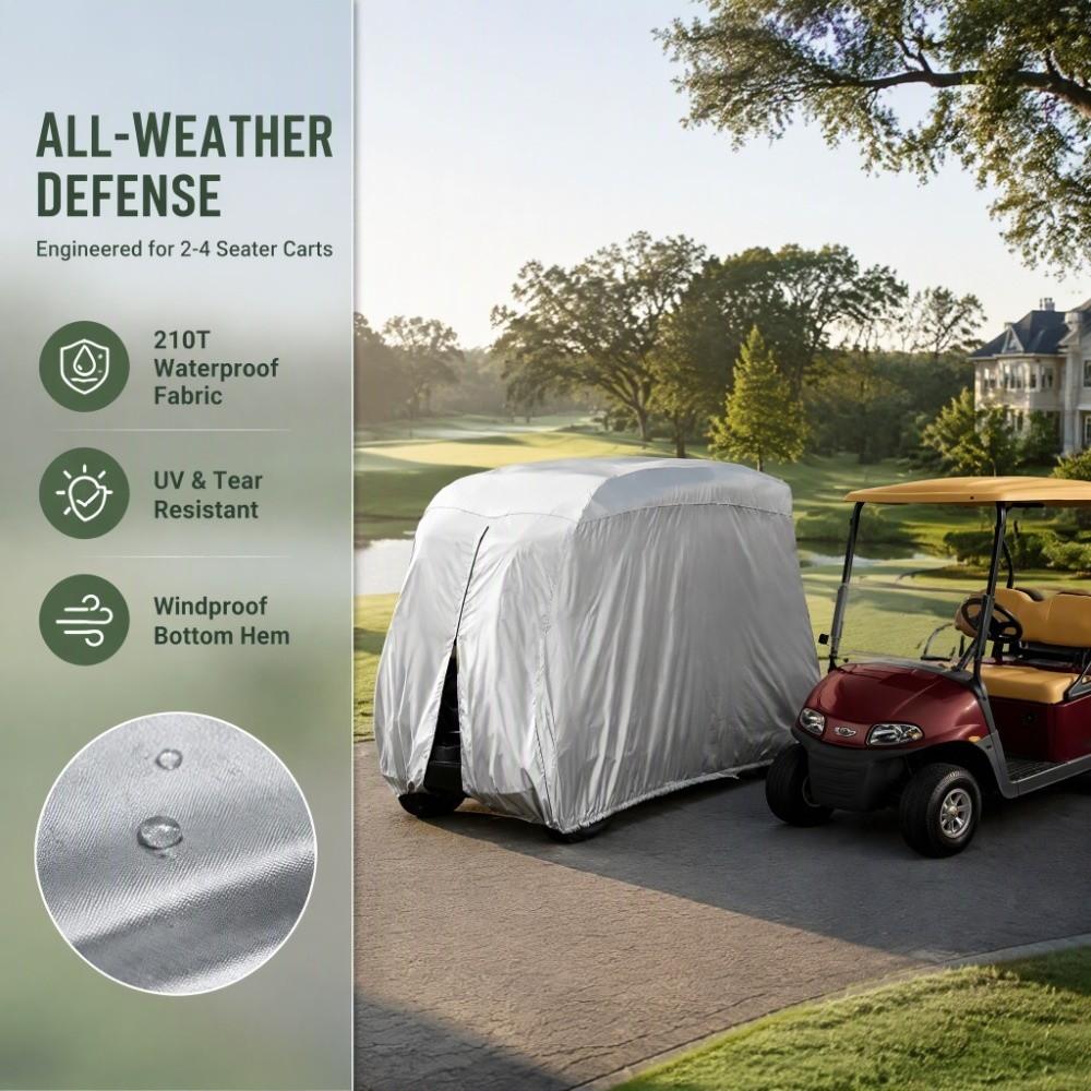 Dustproof Golf Cart Cover 210T Golf Cart Protective Cover Fit for 2 seater/4 seater Golf Cart