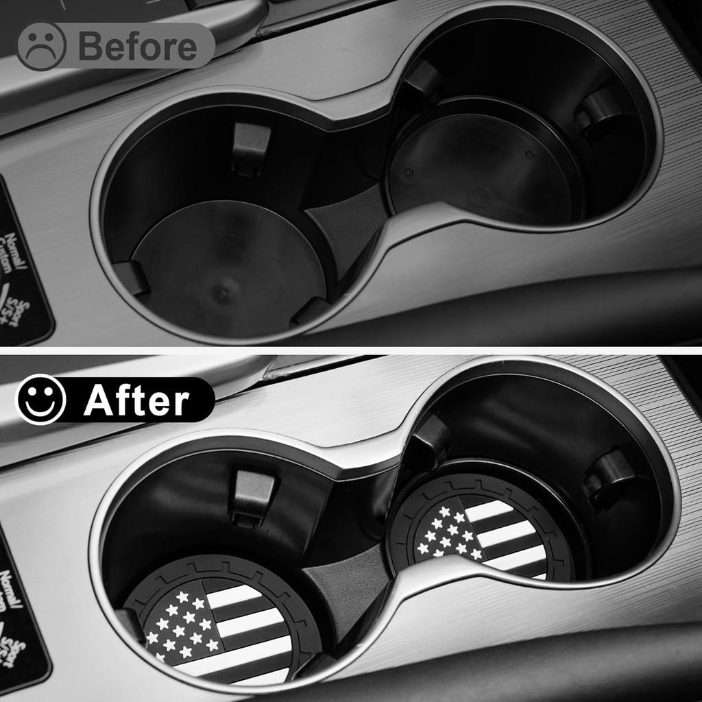 JUSTTOP Подставка-подстаканник для автомобиля, Нескользящая подставка-подстаканник для автомобиля с американским флагом, Автоаксессуары для интерьера для женщин и мужчин, 4 шт. Черные