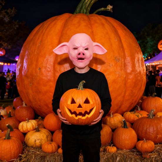 Halloween Horror Pig Head Mask Realistic Bad Face Mask Role-playing Scary Pig Head Costume Party Cosplay Props