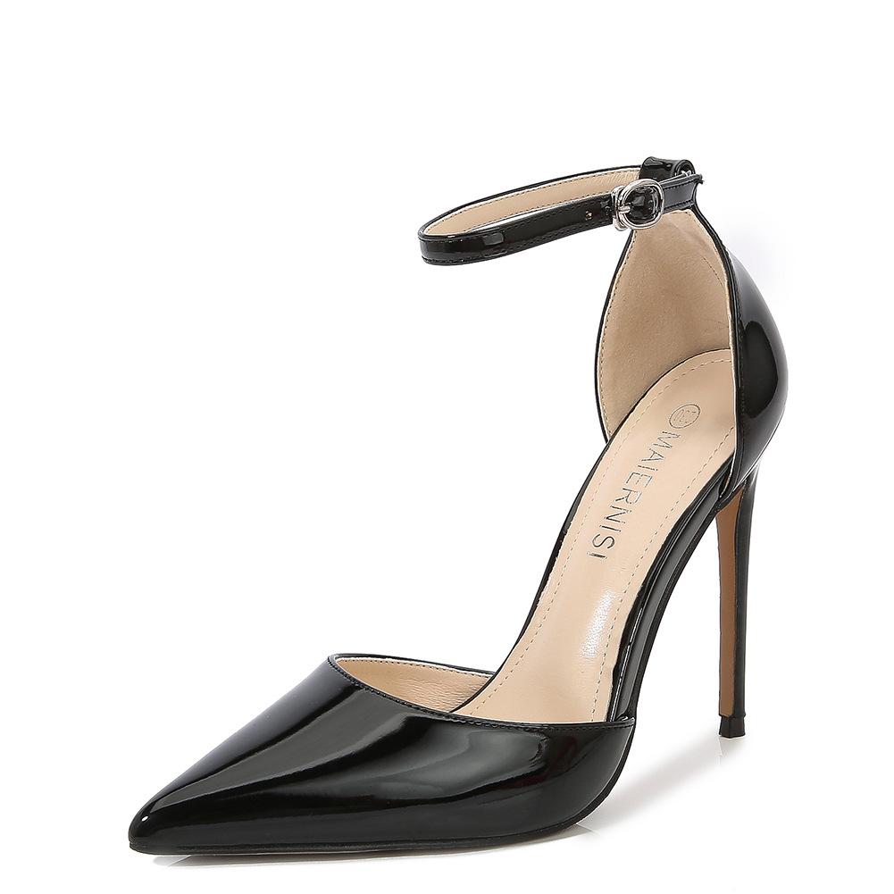 Size 35-46 Sexy Pointed Toe 12CM High Heels Ladies Party Prom Bridal Shoes Women Pumps Double Buckle Ankle Strap Stiletto Sandal