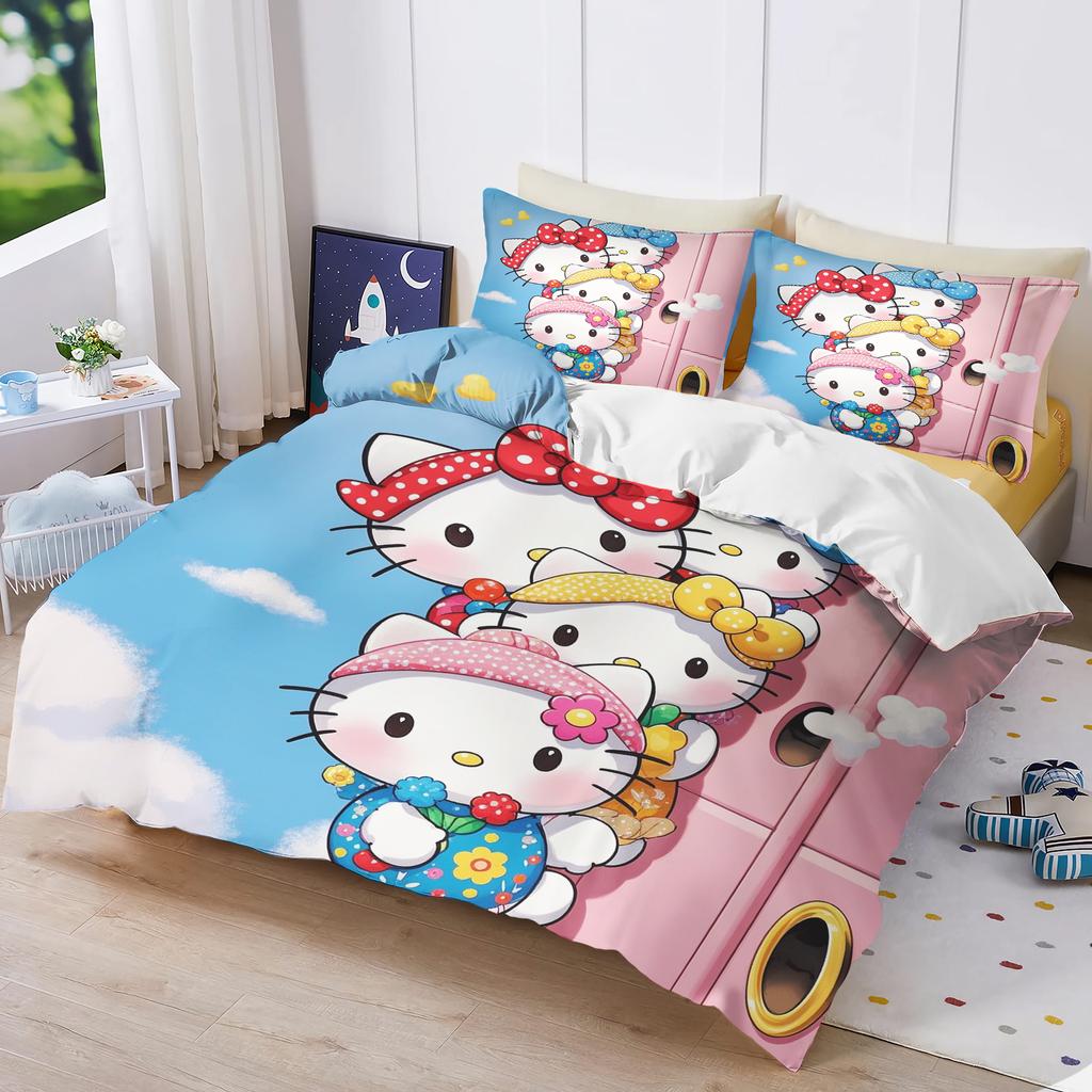 Hello Kitty 3D Детский Комплект Постельного Белья Пододеяльник Комплекты Комфорт Подходит Для Детей И Взрослых Милый Печатный Мультяшный