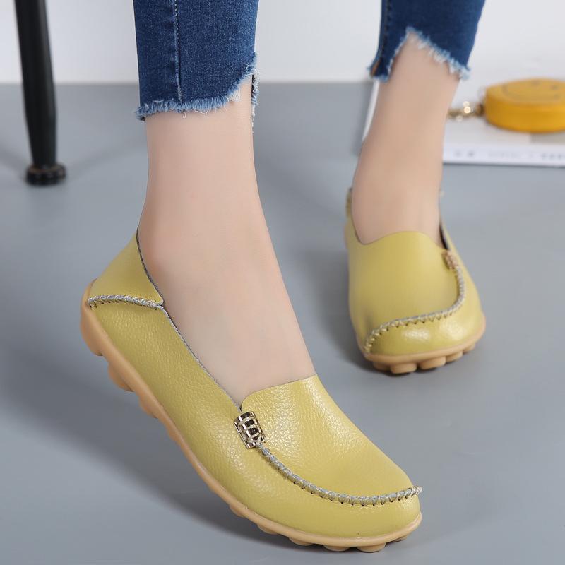 Fashion Plus Size 44 Women Flats Woman Loafers Genuine Leather Female Shoes Slip On Ballet Bowtie Moccasins 2025 New Women Shoes