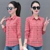 Женская рубашка-кардиган с длинными рукавами из чистого хлопка в клетку – стильная мода на весну и осень для женщин среднего возраста (2025).