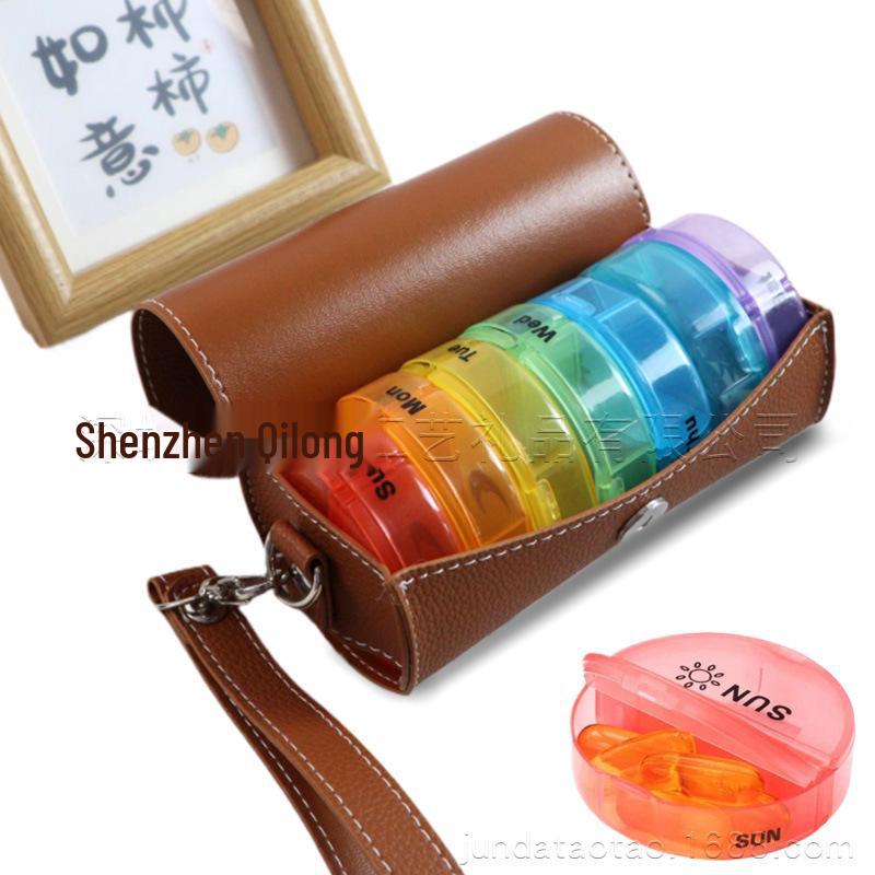 Портативный магнитный органайзер для таблеток из искусственной кожи - 14 ячеек, коробка для хранения на 7 дней