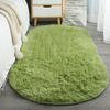 1PC Living Room Tie-Dye Oval Silk Carpet Shaggy Pile Carpet Bedroom Bedside Rug Cloakroom Decorative Floor Cushion