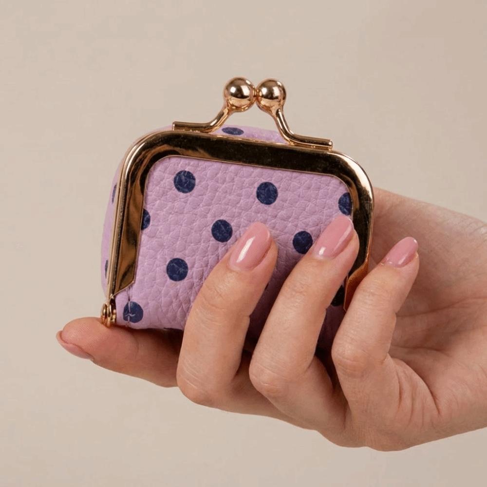 PU Leather Leather Jewelry Bag Polka Dot Small Item Bag Luxury Kiss Lock Coin Purse Woman Girl