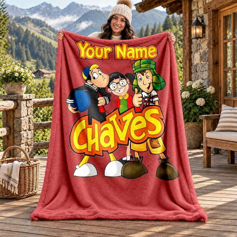 El chavo Custom Name Flannel Blanket Personalized Soft Warm Plush Throw Blanket Customized Gift for Family Friends