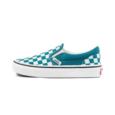 Low Top Kids' Skateboarding Shoes White Green Checkerboard Children Aged 3 7 Years Old VN0A5KXM9EX