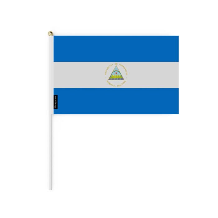 Drapeau Mini - Nicaragua - 20 X 30 Cm - 100 Pièces - Polyester - Léger - Recto/verso