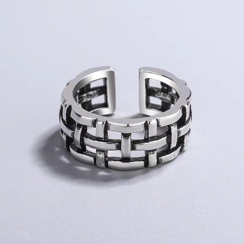 Korean Style Distressed Hollow Interwoven Mesh Ring, Feminine, Simple and Fashionable Open Ring Jewelry