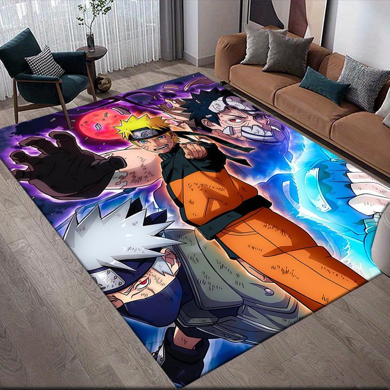 Naruto Konoha Full Members Anti-Slip Rug, Rectangular Carpet for Bedroom & Entertainment Space
