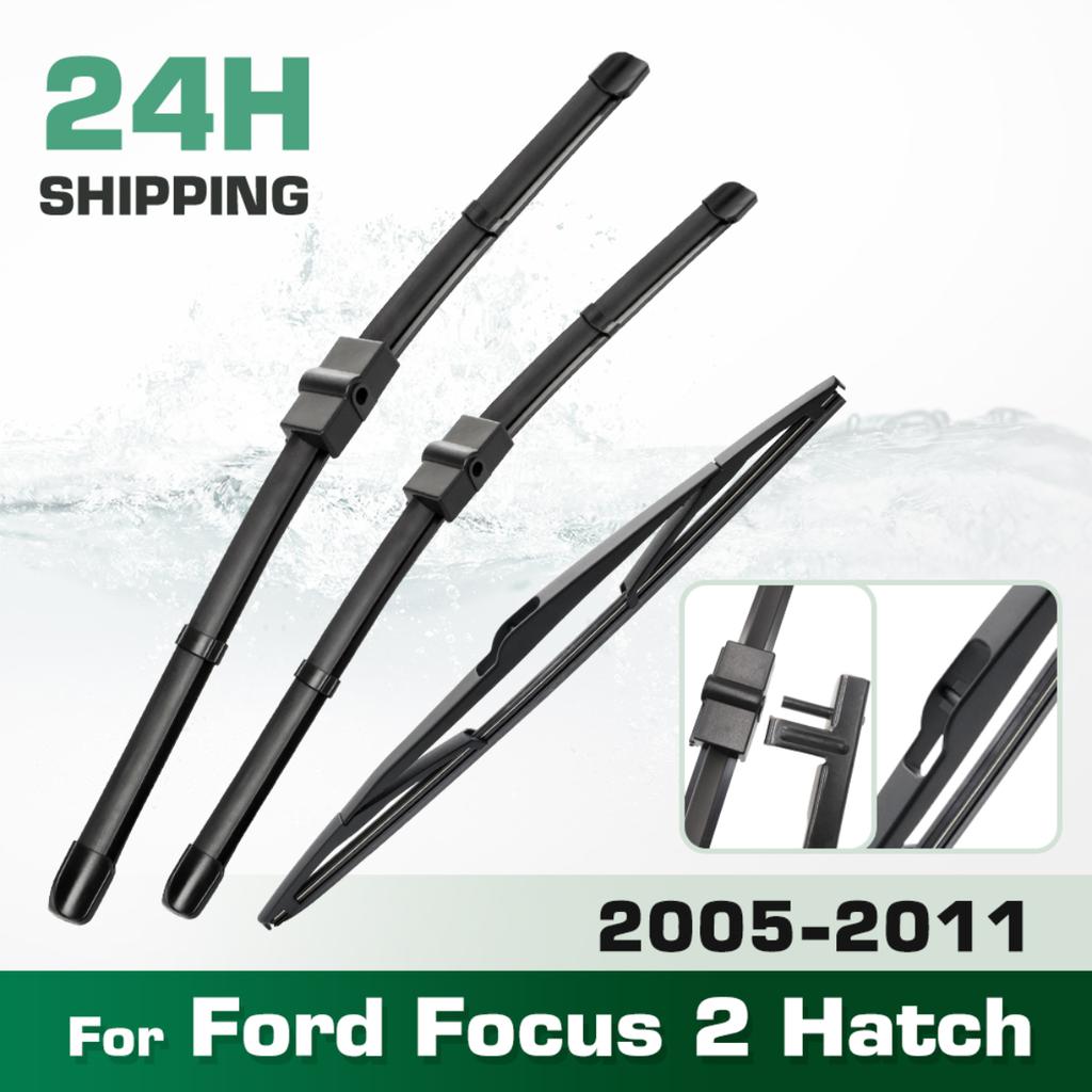 For Ford Focus 2 Hatch 2005-2011 2006 2007 2008 Wiper Front & Rear Wiper Blades Windshield Windscreen Window Brushes 26"+17"+14